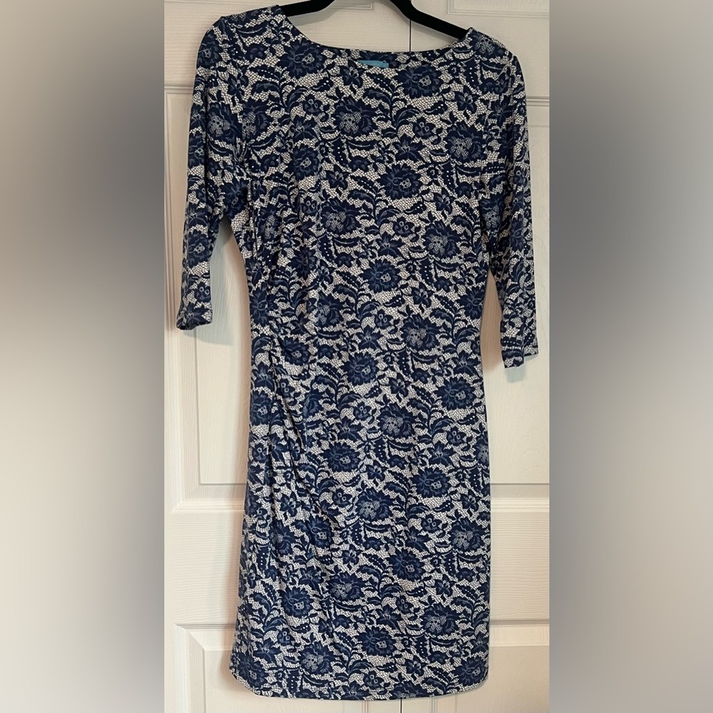 J. McLaughlin Catalina Cloth Ruched Floral Lace Print Dress